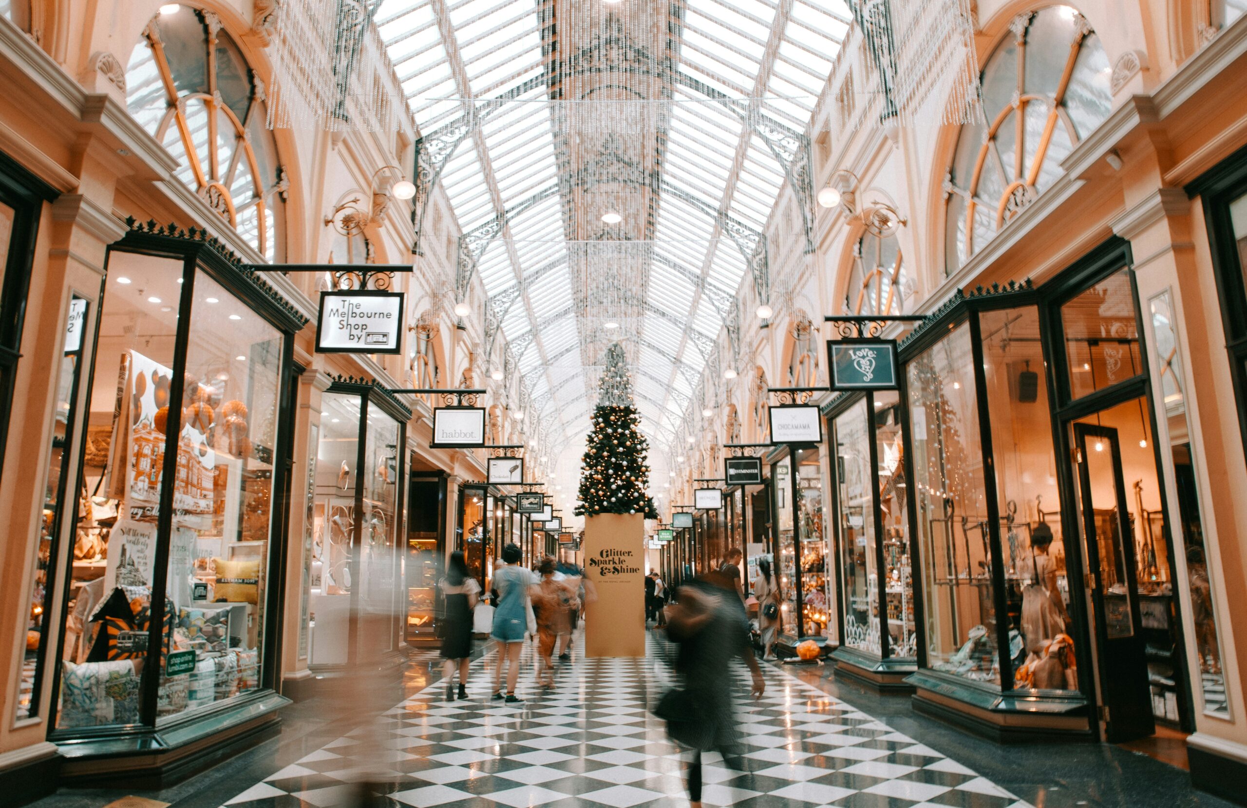 Holiday decorations in a mall